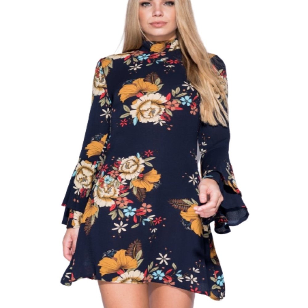 PARISIAN Floral Bell Sleeve Mini Dress NEW